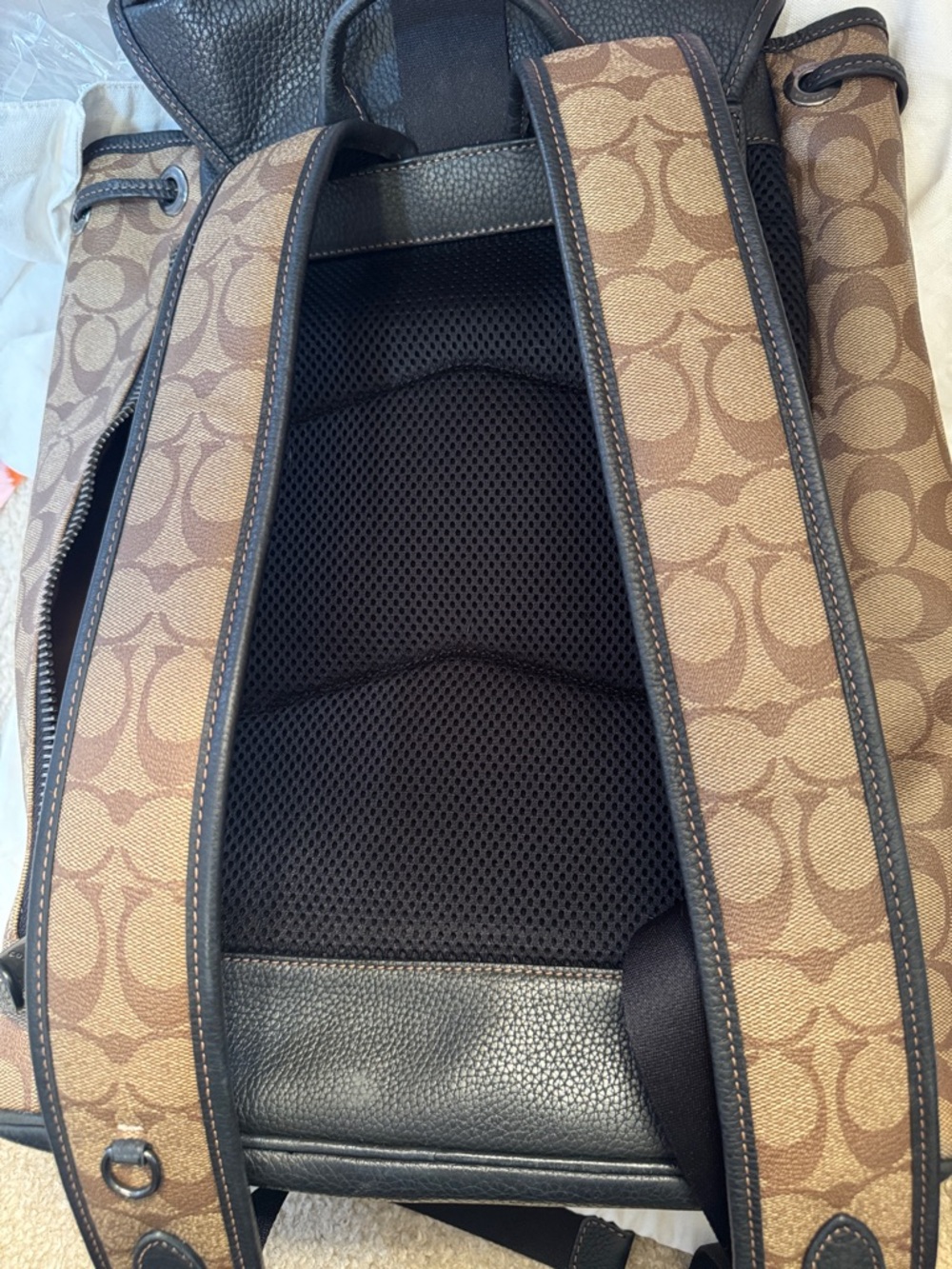 Coach Signature Canvas Backpack in Brown and Black - Picture 10 of 12